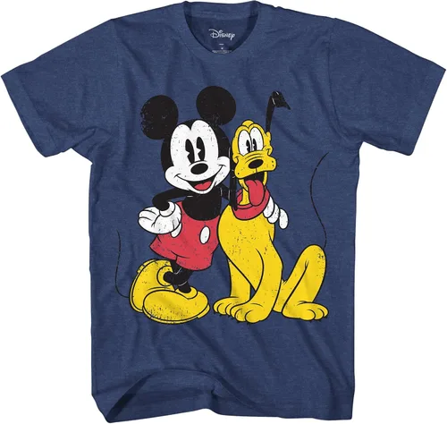 Vista 5 de Disney Mickey Mouse & Pluto - Camiseta para hombre con gráficos para adultos