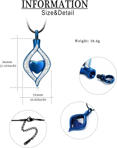 Vista 3 de Eye of My Heart Urn Necklace for Ashes for Women Man Stainless Steel Cremation Jewelry Memorial Keepsake Pendant for Loved One