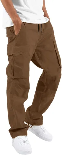 Vista 4 de Pantalones cargo para hombre, pantalones de color con múltiples bolsillos, leggings casuales para hombre, pantalones deportivos activos