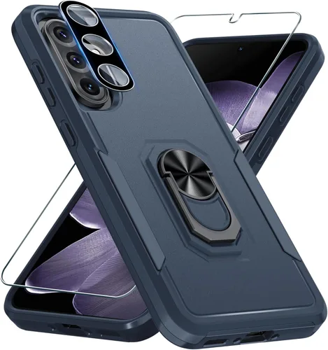 Vista 10 de Janmitta Funda compatible con Samsung Galaxy A14 5G con protector de pantalla + protector de lente de cámara, funda resistente de servicio pesado