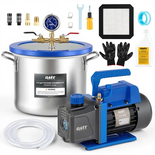 Vista 11 de OMT 5 Gal Vacuum Chamber & 3.5 CFM Pump Kit for Resin Degas, Blue Azul