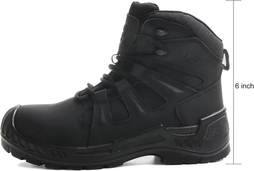 Vista 4 de Botas de trabajo con punta compuesta para hombres, zapatos de seguridad ASTM F2413, sin metal, bota antideslizante (OX4603)