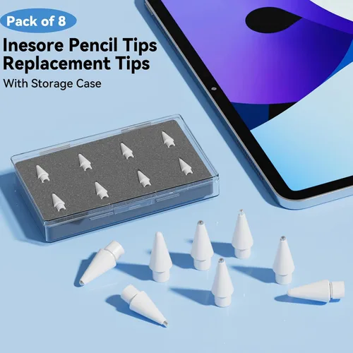 Vista 6 de Inesore Paquete de 8 accesorios de repuesto para puntas de lápiz Apple, compatible con Apple Pencil Pro/2ª generación/1ª generación/USB C, punta