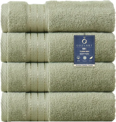 Vista 15 de COZYART - Juego de 6 toallas de baño de algodón turco, color azul claro, suaves, altamente absorbentes y duraderas, 19.17 oz/yd², incluye 2 toallas