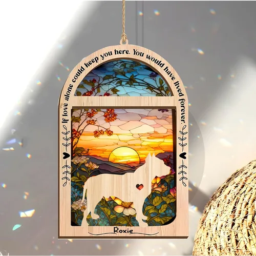 Vista 4 de LOVELYPOD Adorno de Navidad personalizado para Pit Bull atrapasoles, adorno de Pit Bull con nombre, pérdida de mascotas, regalos para los amantes