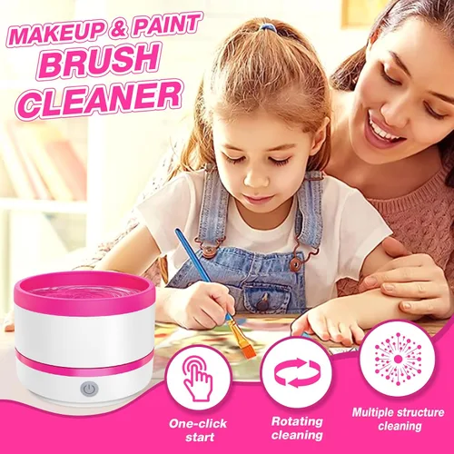 Vista 2 de Limpiador de brochas de maquillaje, máquina limpiadora automática de brochas de maquillaje, limpiador eléctrico portátil de secado rápido y limpieza