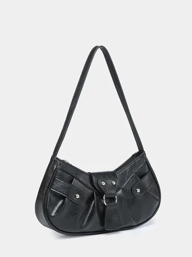 Vista 2 de Verdusa Bolso de mano plisado para mujer, bolso de mano de piel sintética Negro