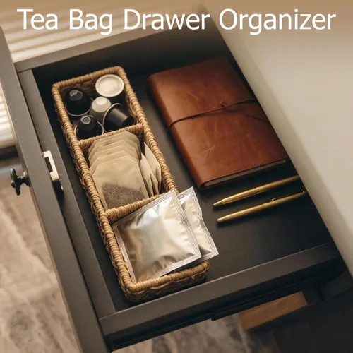 Vista 12 de 3-Compartment Braided Tea Bag Organizer For Countertop Or Drawer