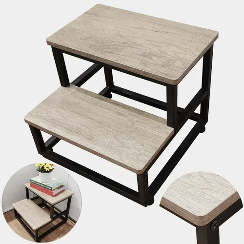 Vista 15 de YAKANJ Taburete Escalón, Taburete Escalón de Madera Resistente para Adultos Niños Pequeños, Taburete de Pie Resistente y Estable para Cocina Baño