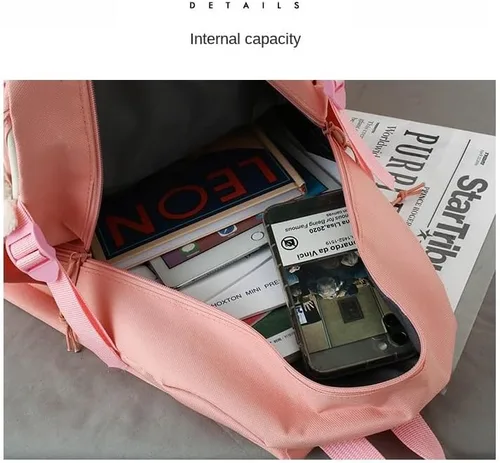 Vista 6 de Linda mochila con accesorios kawaii Juego de 5 bolsas estéticas, Oso negro, Classic