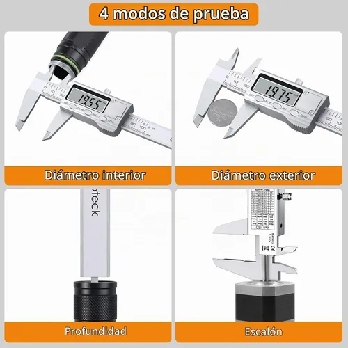 Vista 3 de Neoteck calibrador digital de 4 pulgadas/100 mm, calibradores electrónicos de acero inoxidable, herramienta de medición con conversión