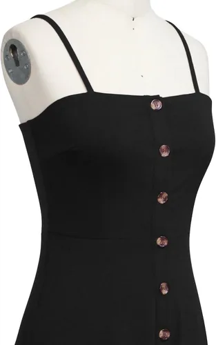 Vista 4 de Berydress - Vestidos informales, de playa y de verano para mujer, de color liso, de algodón, favorecedores, acampanados, con tirantes delgados