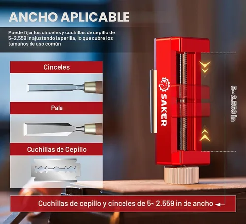 Vista 5 de Saker Piedra de afilar con herramienta de guía de afilado, juego de cinceles para carpintería, piedra aplanadora, sistema completo de afilado