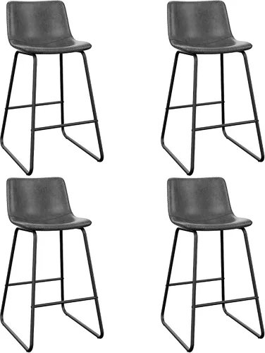 Vista 15 de Juego de 2 Taburetes de Bar, Taburetes de Bar de Altura de Mostrador de 26 Pulgadas con Respaldo, Taburetes de Bar Modernos de Cuero Sintético
