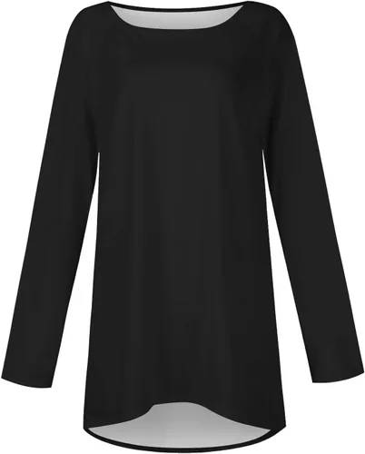 Vista 2 de Camisas de manga larga para mujer, estilo casual, moderna, con cuello redondo, con degradado, cómodas, holgadas, para otoño