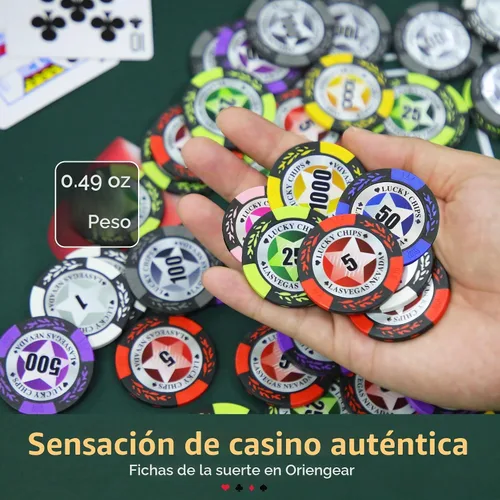 Vista 4 de ORIENGEAR Professional Poker Chips, 50 Pcs 14 Gram Composite Chips with Clear Denominations, Numbered Casino Chips for Blackjack, Roulette & Poker