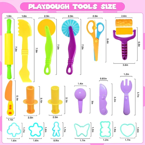 Vista 3 de Juego de herramientas de plastilina, 18 piezas de juegos de plastilina para niños de 4 a 8 años, accesorios creativos de plastilina con cortadores