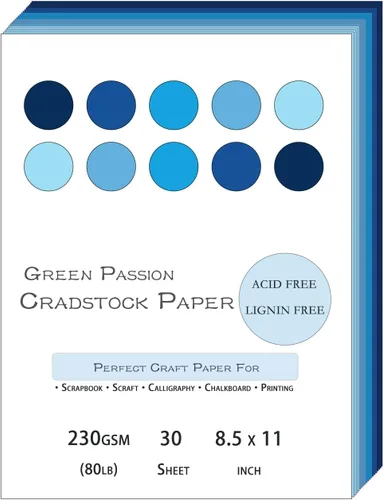 Vista 4 de Blues Cardstock de 8.5 x 11 pulgadas, cubierta de papel para manualidades, paquete de cartulina de tonos azules surtidos para álbumes de recortes