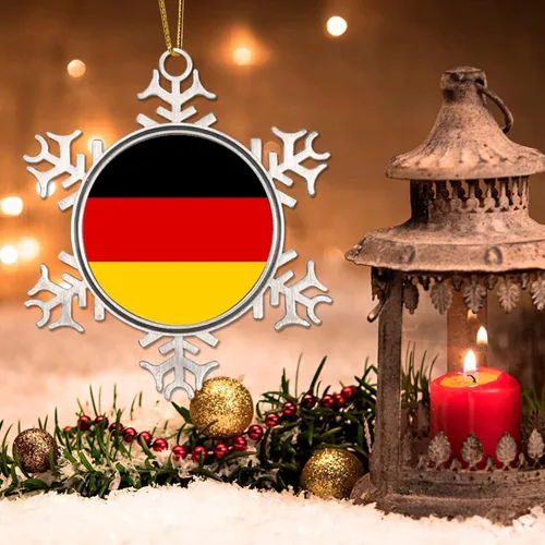 Vista 3 de Adornos de Navidad de Alemania, bandera de Alemania, novedad de metal, copo de nieve, adorno de Navidad, bandera nacional, recuerdo del país