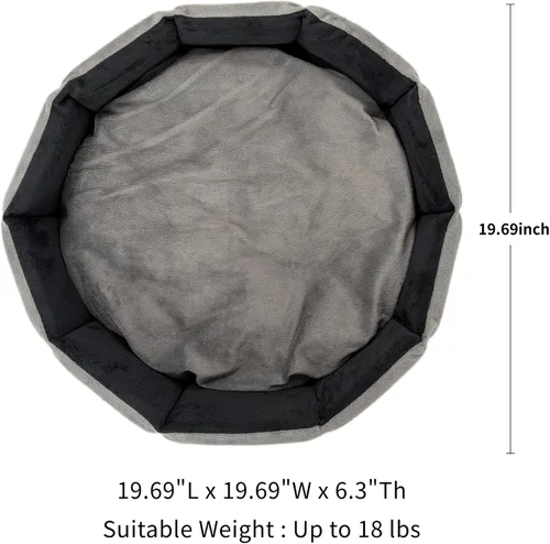Vista 4 de PJYuCien - Cama redonda ortopédica de espuma viscoelástica para mascotas, 20 pulgadas, color gris