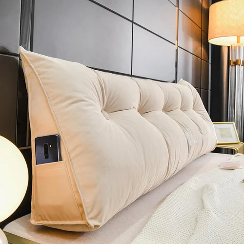 Vista 8 de Almohada de cabecera con cuña para lectura, respaldo de vellón, almohada de descanso de lectura, cojín triangular grande para la espalda, almohada