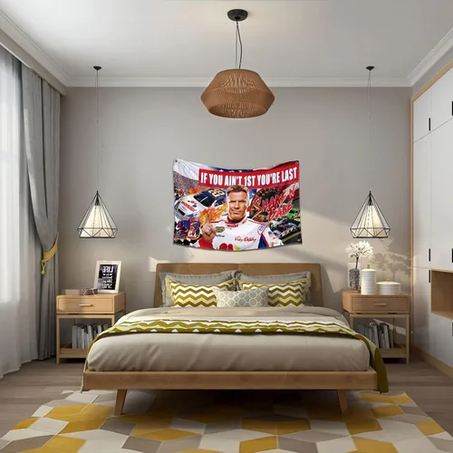 Vista 8 de Bandera de Ricky Bobby con texto en inglés "If You Ain't 1st First You're Last - Bandera de Talladega Nights, Ricky Bobby, póster divertido de 3 x 5