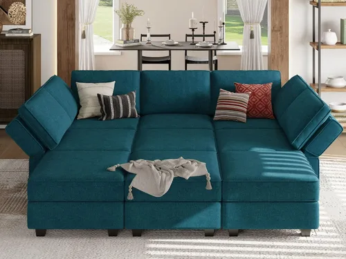 Vista 9 de Belffin Sofá Cama Seccional Modular con Otomán de Almacenamiento Sofás Seccionales Convertibles para Sala de Estar Terry Chaise Reversible. Sofá