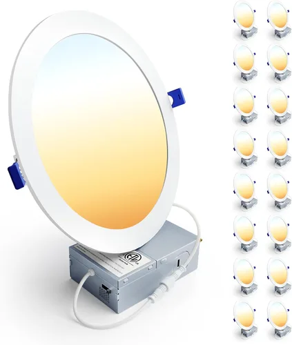 Vista 13 de Ensenior Paquete de 16 luces LED empotrables de techo de 3 pulgadas, regulable, 2700K-5000K 5CCT, 500LM 6W 120V, luz descendente de oblea sin lata
