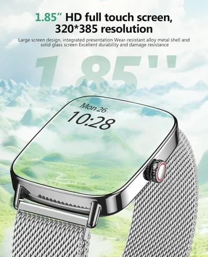 Vista 5 de SOUYIE Relojes inteligentes para mujeres y hombres, reloj inteligente de voz AI de 1.85 pulgadas, monitor de frecuencia cardíaca 24/7, rastreador