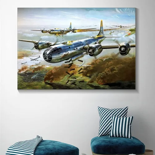 Vista 5 de LVUPIIG Póster de bombardero estratégico B-29 de la Segunda Guerra Mundial, pintura decorativa en lienzo, arte de pared, póster de sala de estar