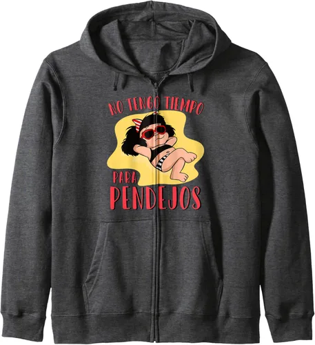 Vista 4 de No tengo tiempo para Pendejos Funny Feminist Mafalda Zip Hoodie, Negro