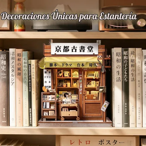 Vista 4 de Fsolis Kit de rincón de libro japonés - Kit de casa en miniatura de bricolaje