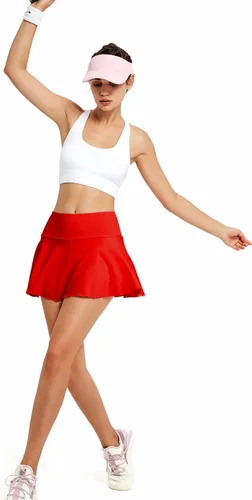 Vista 4 de YOUNG KISS Faldas de tenis plisadas para mujer faldas de golf para mujer con bolsillos de cintura alta atléticas para correr entrenamiento