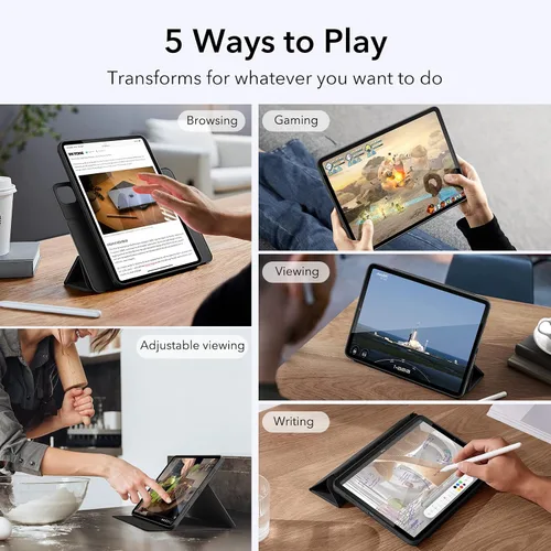 Vista 7 de ESR Funda para iPad Pro de 11 pulgadas (2022/2021/2020/2018, 4ª/3ª/2ª/1ª generación) con soporte para lápiz, cubierta magnética extraíble, soporte