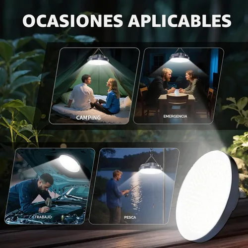 Vista 8 de Luces de camping portátiles recargables, luz LED de 5000 lm para tienda de campaña de 30 W con imán, IPX4 impermeable, linterna de campamento, falla
