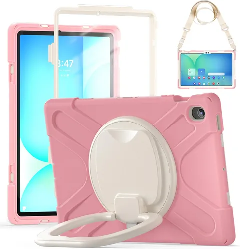 Vista 108 de 360 Rotation Case for Galaxy Tab ActivePro/Tab Active4 Pro/Active 5 Pro 10.1" Sturdy Cover Rotate Ring Stand Shoulder Carrying Strap Hand Strap