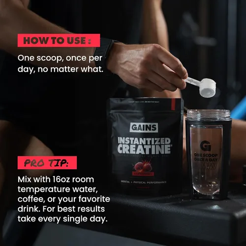 Vista 5 de Ganancias en monohidrato de creatina instantánea a granel para mujeres y hombres, polvo soluble para antes del entrenamiento, apoya la construcción
