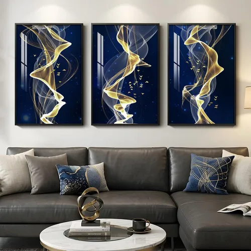 Vista 27 de Juego de arte moderno enmarcado de 3 piezas, arte abstracto de líneas geométricas en blanco y negro, pinturas artísticas de lujo contemporáneas