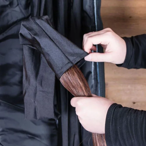 Vista 7 de Dura-Tech Bolsa de cola falsa de lujo, 2 colas, protege las extensiones de cola de caballo, cremallera de fácil acceso, mantiene la cola sin