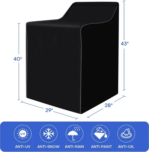 Vista 5 de ANMINY Funda para lavadora para carga frontal superior, impermeable para exteriores, resistente al polvo, al sol, resistente al viento, cremallera