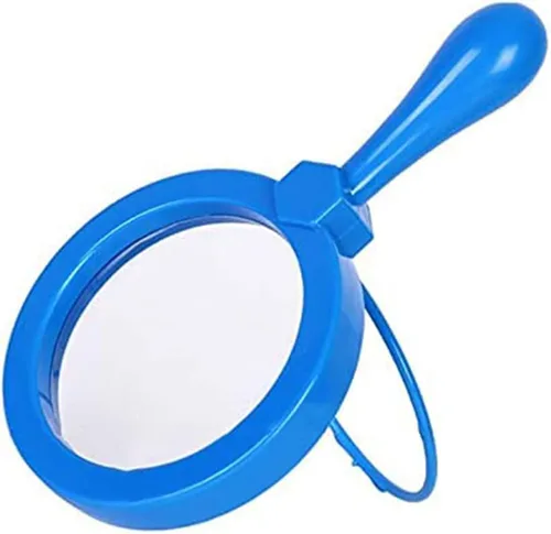 Vista 6 de Lupa de mano para niños con soporte, lupa de lectura para juegos de exploración, juguete para niños de 3 años en adelante, lupa de aumento 5X (azul)