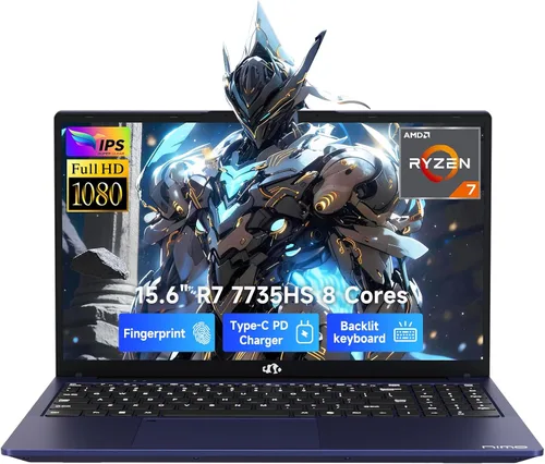 Vista 10 de NIMO Portátil ligero para juegos, pantalla FHD IPS de 15.6 pulgadas, AMD R7 7735HS (hasta 4.75 GHz, Beat i7-12650H) computadora con 16 GB DDR5 RAM