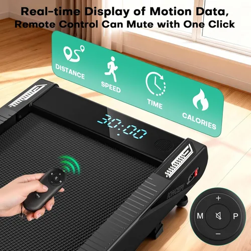 Vista 9 de 4-in-1 Walking Pad Treadmill with Speaker, 6.2MPH Walking Pad with 10% Incline, Under Desk Treadmills for Home with App Compatible, 2.75HP Brushless