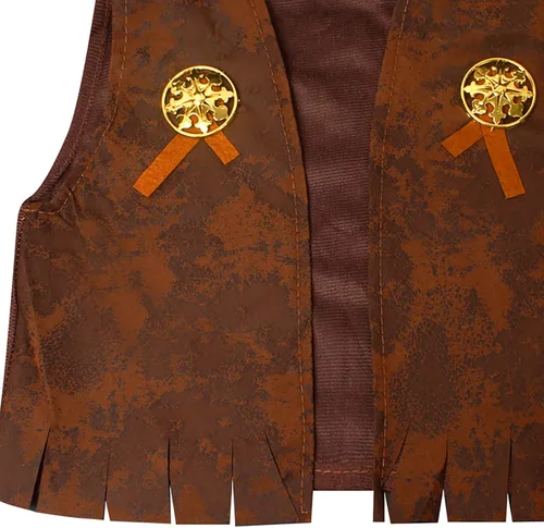 Vista 5 de CHICTRY Chaleco de vaquero occidental marrón para niños, disfraz de Halloween