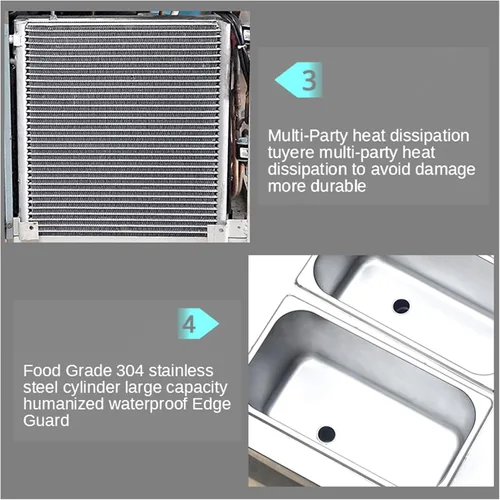 Vista 7 de Kolice ETL Commercial 3 sabores, máquina de helado suave de yogurt de gelato-2+1 sabores mixtos, tanques superiores refrigerados, encimera, conteo