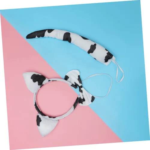 Vista 4 de Ipetboom 3 Ties for Kids Party Supplies for Kids Fun Dairy Cattle Tail Cow Tail Tie Animal Ear Headband Headbands for Kids Cow Costume Headband Tie