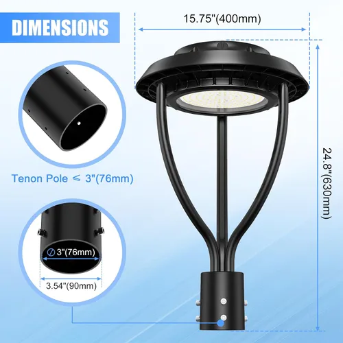 Vista 7 de Luz LED de poste superior de 60 W con fotocélula, 60 W, 48 W, 36 W, ajustable, 8400 lúmenes, CCT ajustable 3000/4000/5000K, luces de poste al aire