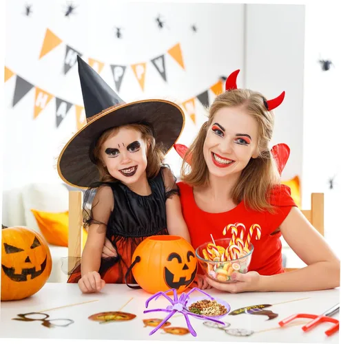 Vista 9 de Alipis Plato de araña, bandeja de servir en forma de araña de Halloween, plato de frutas de plástico, bandeja decorativa de postre para decoración