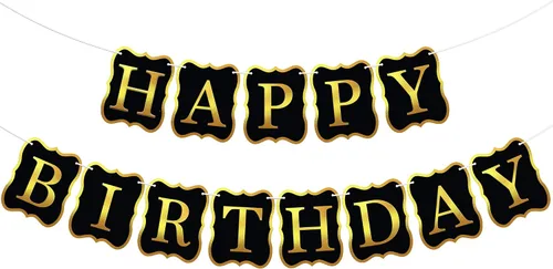 Vista 13 de KatchOn, Cartel de feliz cumpleaños negro y dorado, 10 pies, NO DIY, telón de fondo de feliz cumpleaños, decoraciones de feliz cumpleaños