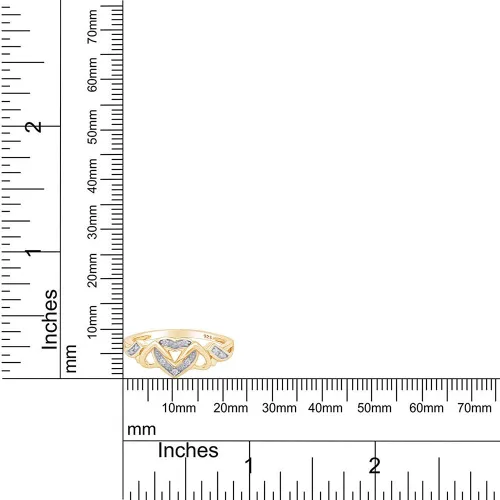 Vista 5 de Jewel Zone US - Anillo de compromiso con triple corazón de diamante natural blanco en oro de 14 quilates sobre plata de ley (0,03 quilates)